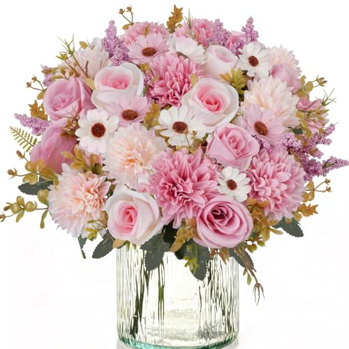 Fairblo 4 Pezzi Bouquet Fiori Finti per Decorazioni Rose Finte