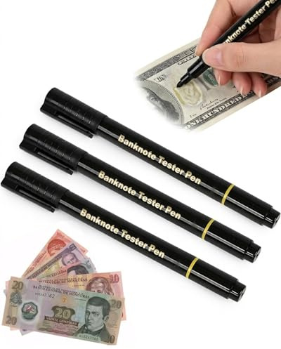 YIPFEN Stylo Détecteur de Faux Billets Lot de 4 Noirs – Détection Professionnelle Instantanée Euro & Toutes Monnaies, Protection Anti-Fraude Fiable Commerce.