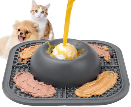 Slickbunke för Hund Halkfri Silikon Aktiveringsleksak | Rullande Boll, Skål och Slickmatta för Små MedelRaser och , Flytande Blötmat, Husdjursgodis, Yoghurt, Köttpuré