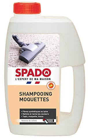 SPADO - Shampoing raviveur moquettes - Nettoie, ravivre les couleurs et redonne du volume- Bouchon doseur - Tapis, moquettes et laine - Parfum orange - 1L - Fabrication française
