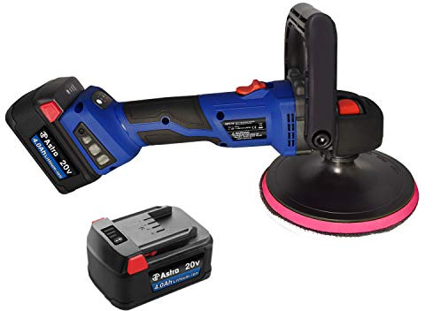 Astro Tools 30570 20V 7 Brushless Variable Speed Cordless Rotary Polisher W/ 2 Batteries