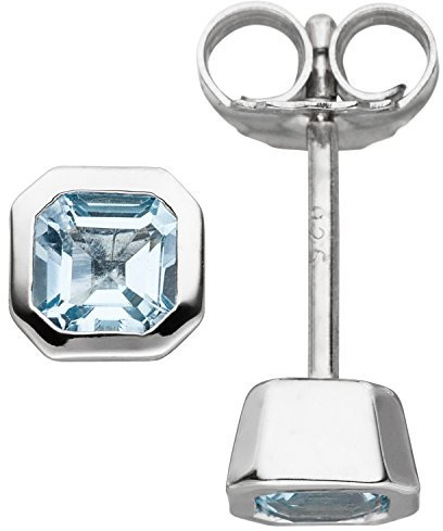 Jobo Damen Ohrstecker achteckig 925 Silber 2 Blautopase hellblau blau Ohrringe