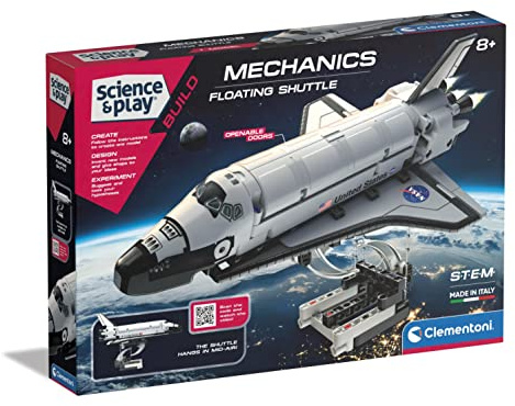 Clementoni- NASA Floating Shuttle Space Toy: Educational, Self Build Science Kit, With 220+ Interchangeable Components(8 Years +)