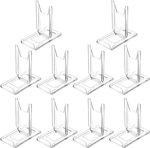 TERDEWE （10 Pack） Adjustable for angle Acrylic Display Stand for Plate, purses,clutch bags,Pictures, Platter, Book, tableware and stationary,gameboy handhelds & N64 controllers,cards