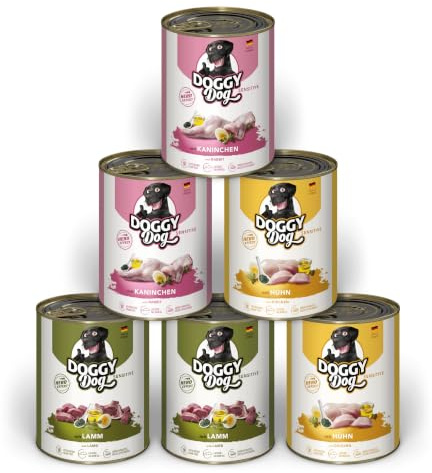 Doggy Dog Paté Mix Sensitive, 6 x 800 g, Nourriture Humide pour Chien, dans Un Paquet d'essai, sans céréales, avec Huile de Saumon et Moule à lèvres Vertes, particulièrement Bien toléré, fabriqué en