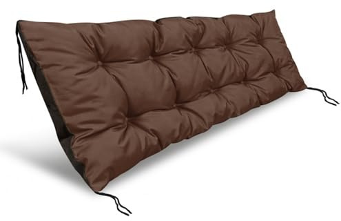 KingGarden Cojín para Banco de Jardín con Funda Impermeable, Asiento Interior y Exterior (Marrón, 120x40 cm)