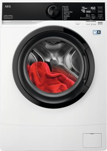 AEG Kompakte Waschmaschine nur 487 mm Tiefe, Serie 6000 ProSense-Mengenautomatik, 7,0 kg, Leise, Wasserstopp, 1400 U/min, Leichtbügeln- und Anti-Allergie-Programm, Inverter Motor, LSR6F75470