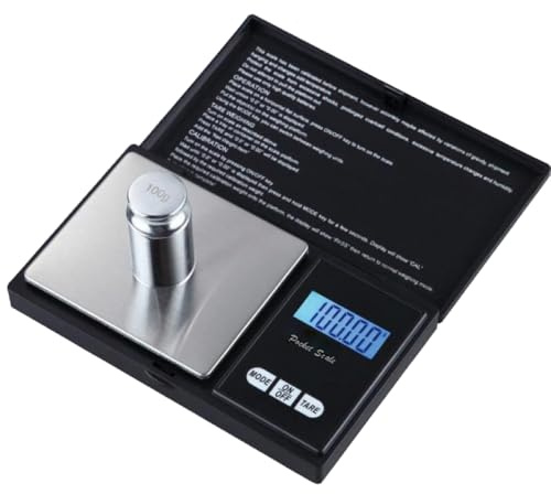 SODANY Báscula Digital de Precisión 0.01g-200g, Balanza de Bolsillo para Joyería y Cocina, Pantalla LCD y Tapa