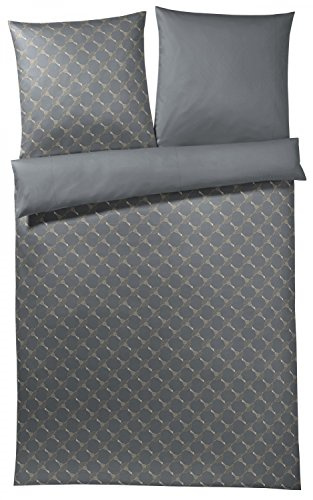 Joop, Mako-Satin-Bettwäsche, Kornblumen-Muster mit nuancierten Farben 155x220 + 1x 80x80 grau