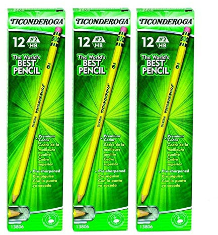 Dixon Ticonderoga Vorgespitzt mit Radiergummistift Pack of 3/Bundle