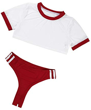 YUANMO Women's Girls Outfits Sexy Bodysuit Lingerie Set Anime Role Play Cosplay Costume Top with Thong 2Ps Set