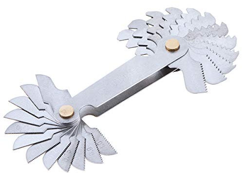 ChgImposs Metric Screw Pitch Gauge，60 Degree Cutting Gauge Tool Stainless Steel Thread Gauge with 0.25-6.0 Blades Range