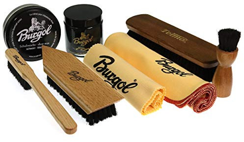Burgol kleines Bürsten- und Schuhpflegekit Schwarz Pomade und Schuhwachs