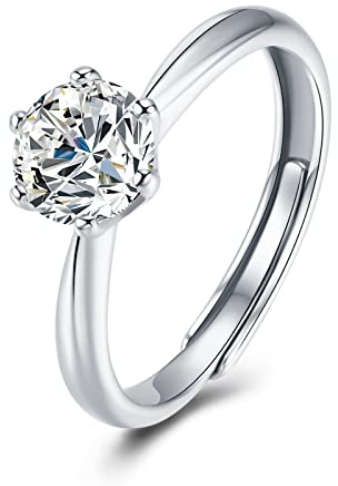 Atylyk Rings for Women 1CT Moissanite Wedding Ring Soild 925 Sterling Silver Engagement Rings Gift for Lady Mothers Day
