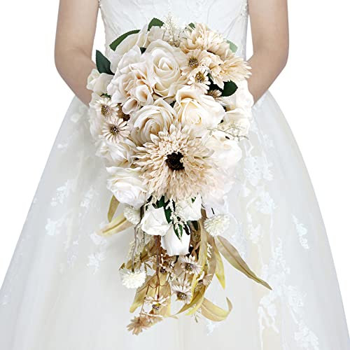 URFEDA Bouquet de Mariée Artificielle en Soie, Arrangements Floraux pour Centres de Table, Bureau à Domicile et Décoration de Jardin