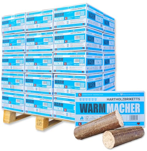 Nestro, bricchette in legno duro, 300 kg, 30 x 10 kg, in cartone FSC per camino, stufa, bricchette in legno, per riscaldamento, affumicatore, carbone | Energia Kienbacher