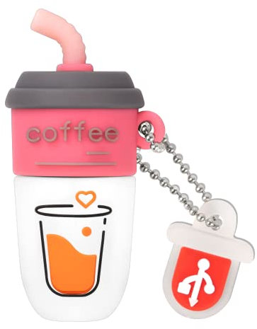 Café Mignon Clé USB, 32Go Clé USB pour Ordinateur Clé USB pour Enseignants, étudiants, Famille et Amis (32GB, Rose Café)