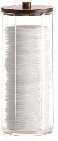 Tecbeauty Wattepad-Halter, Make-up-Entferner, Pad-Organizer, Spender für Badezimmer, Aufbewahrung, Holzdeckel