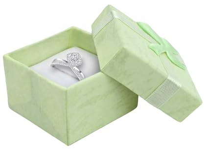 Kraft Jewelry Boxes - Small Ring & Earring Gift Boxes with Bow Knot and Lids (Green)