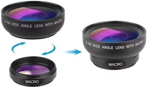 Handy Kamera Objektiv Kit 0.45x Weitwinkel Makro Objektiv & 12.5X Super Makro Objektiv HD Kamera Linsen für iPhone Huawei Xiaomi