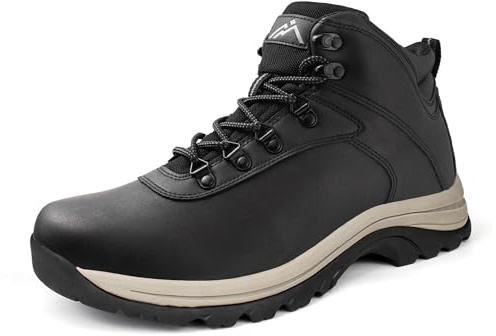 CC-Los Men's Waterproof Hiking Boots - Outdoor Walking Boots Work Boots Mid-Top Black Size 6-12.5 Wide