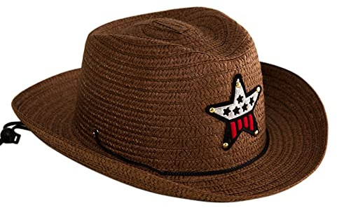 WWricotta Été Soleil Paille 6 Couleurs Plage Filles garçons Enfants Enfant Chapeau de Cowboy Occidental 2 à 6 Ans Halloween Enfant Toboggan pour Enfants