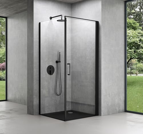 Mai & Mai Duschkabine Eckeinstieg Schwarz 90x90x195 cm