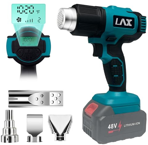 L1NXIXI Cordless Heat Gun for Makita 18V (BL1830/1840/1850/1860), 50-550°C Hot Air Gun with LCD, 5 Air Levels & 4 Nozzles Kit, for Paint Stripping, Shrink Tubing, Crafts (Battery Not Included)
