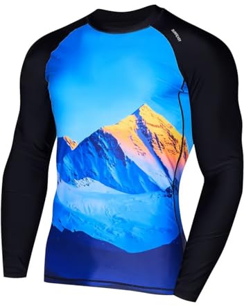 SURFEASY Men's Long Sleeve Rash Vest |UPF 50+ Rash Guards Swimming Shirts |UV Sun Protection Quick Dry