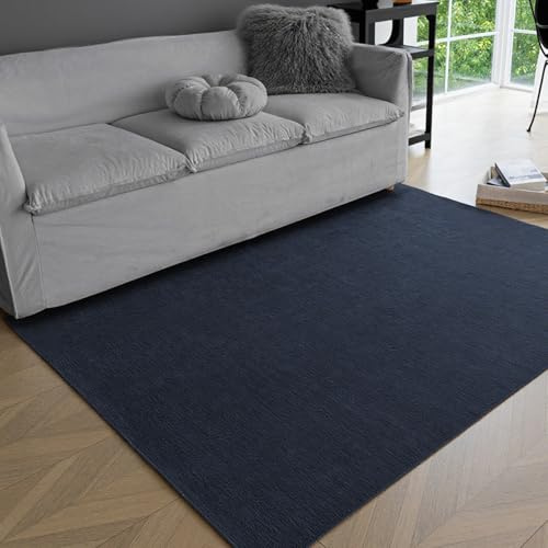 Obundi Tapis à Poils Courts (Bleu Marine, 80 x 120 cm)