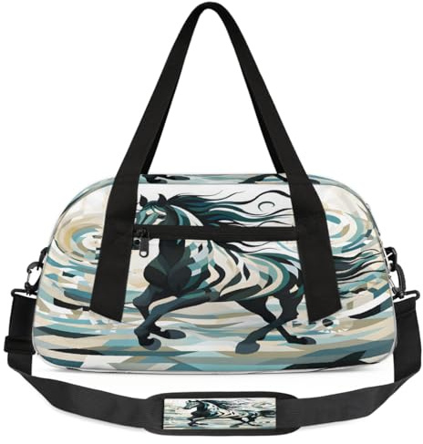 Petit sac de sport léger pour enfants motif cheval ethnique pour garçons et filles, sac fourre-tout de week-end, sac de sport pour l'école, le sport, les soirées pyjama