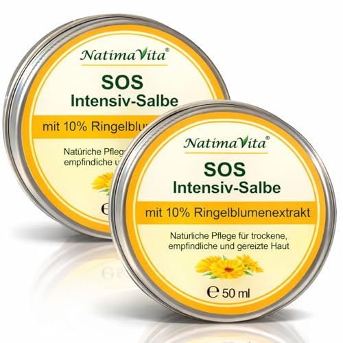 SOS Intensive Ointment with 10% Marigold Extract - 2 x 50 ml, Marigold Ointment for Skin Irritation, Dry and Cracked Skin, Intensive Skin Care - Calendula Ointment
