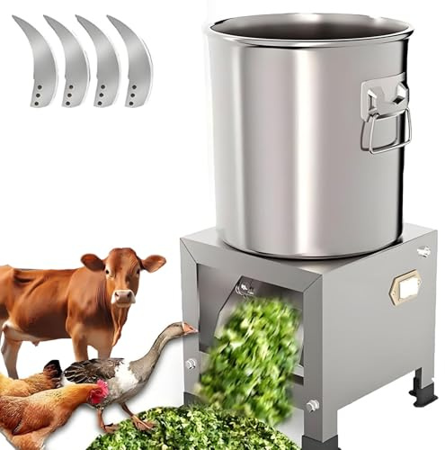 Procesador de Alimentación Para Aves de Corral Doméstico 1000 W, Procesadores de Alimentación Para Aves de Corral Comerciales con 4 Cuchillas, Salida de 100-120 Kg/h, Picadora de Verduras Comercial