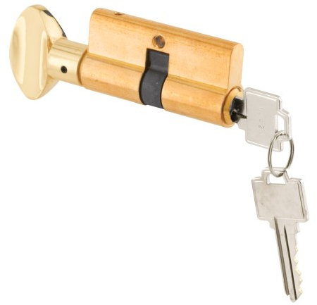 Prime-Line K 5062 Key Cylinder with Thumbturn, Solid Brass Construction, Polished Brass (Single Pack)