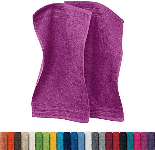 Erwin Müller Gästetuch Heidelberg 2er- Pack 100% Baumwolle Fuchsia Größe 30x50 cm - leichte Qualität, saugstark, schnelltrocknend, kompakt - ideal für Sport, Strand, Reisen