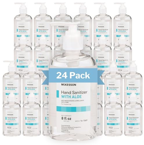 McKesson Hand Sanitizer Pump with Aloe, 8 oz [Pack of 24] Bulk, 62% Ethyl Alcohol