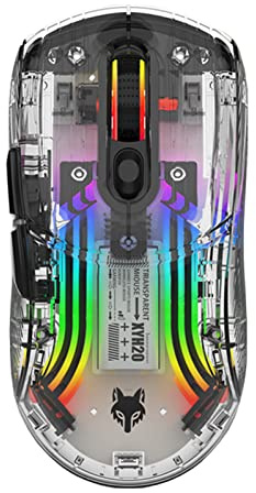 Attoe Bluetooth Wireless Mouse, Transparent RGB Mechanical Dual Mode Gaming Mouse, A Must-Have Cool USB Computer Mouse for Gaming and Esports