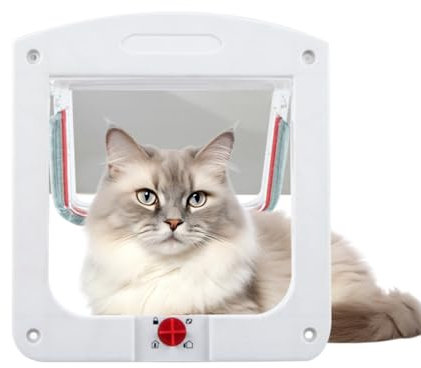 Chatière pour Chat, Porte pour Chat, Porte pour Animaux de Compagnie, Facile à Installer et à Utiliser, Convient Aux Murs de Briques, Aux Portes en Bois, pour Chats et Petits Chiens, Blanc, 20x24cm