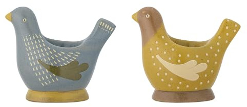 Charmante Bloomingville Birdy Eierbecher in Blau – Set aus hochwertiger Steingut-Keramik
