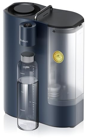 Bluevua RO100ROPOT-Travel Reverse Osmosis System Countertop Water Filter, Compact 6-Stage Filtration with UV, Includes Glass Bottle, Portable Water Purifier for Home & Travel, Blue
