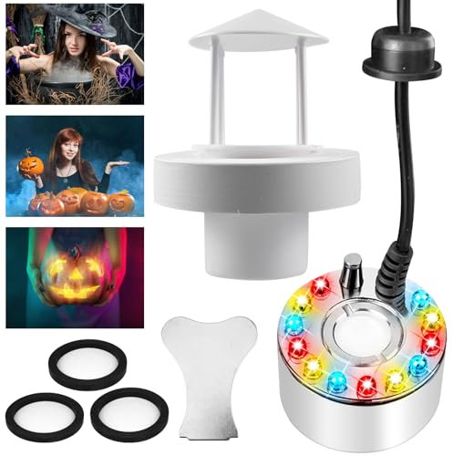 GAOUTO Mini brumisateur à ultrasons à 12 LED - Brumisateur en métal - Pour plantes de poissons d'eau douce - Fontaine d'eau - Pot de rocaille - Lavabo - Halloween