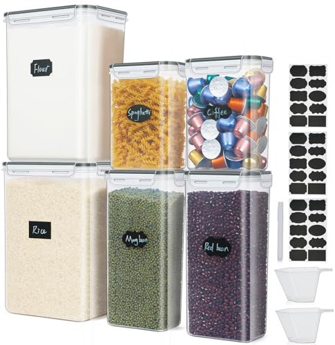UHAPEER Vorratsdosen mit Deckel 6er Set, Luftdicht Groß Behälter, Lebensmittel Aufbewahrungsbox 8.5/2.8/2L, Mottensichere Vorratsbehälter für Mehl Zucker Müsli Küche Aufbewahrung