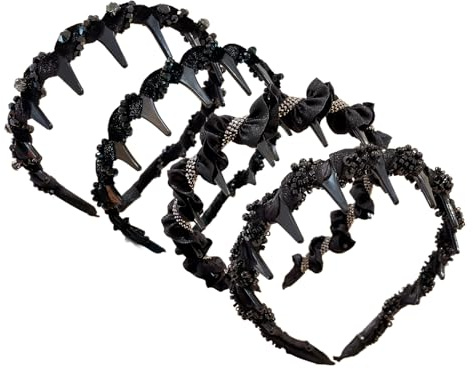 Claw Wavy Hairband - 4 PCSS glittrande grenband | kristallmärke med tänder | huvudband hårkrok för kvinnor flickor dansare kvällsklänningar dagligt