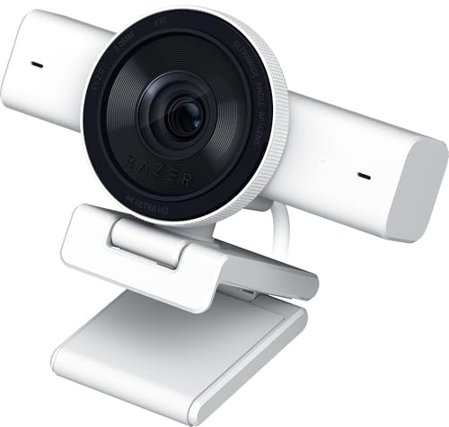 Razer Kiyo V2 – 4K 30FPS Webcam with AI-Powered Auto-Framing - 1080p 60 FPS, Integrated Webcam Cover, HDR, USB-C, Ultra-Wide-Angle Lens, Works with Microsoft Teams, Zoom, Google Meet | White