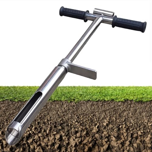 Sonda De Muestreo De Suelo Sonda De Muestreo De Suelo 304 Acero Inoxidable, Con Pedal Y Mango En Forma De T, Diámetro 38 Mm (1,5 Pulgadas), Para La Planta De Césped Garden Farm Soil(Size:40in(3.28ft))