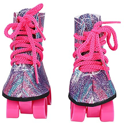 FTVOGUE Pattini a Rotelle per Bambole, Scarpe da Skate in Plastica Leggera con Ruote per Accessori per Vestire Bambole da 18 Pollici (COLORFUL)