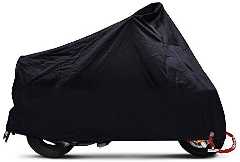 ANFTOP Housse de Moto XL Exterieur Interieur Housse de Scooter Couvre de Moto Respirante Couleur Noire Couvrir Trous de Serrure Couvercle de Protection UV imperméable Motorcycle Cover Taille XL