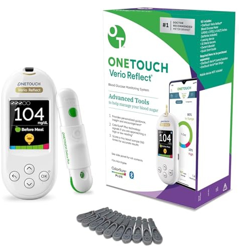 OneTouch Verio Reflect Blood Glucose Meter | Blood Glucose Monitoring System Includes Blood Sugar Meter, Lancing Device and 10 Sterile Lancets