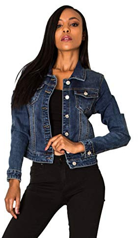 Nina Carter Chaqueta vaquera para mujer, corte ajustado, chaqueta de entretiempo, ligera, ajustada, chaqueta vaquera, informal, para mujer