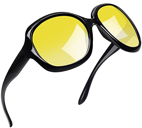 Joopin Lunettes Jaune Conduite de Nuit Femmes, Lunettes Vision Nocturne de Grande Taille anti Reflet